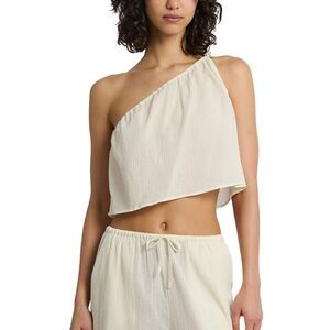 Onia Womens Crinkle Gauze One-Shoulder Top